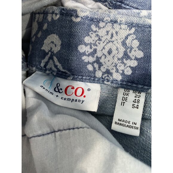 Denim and Co Printed Easy Stretch Regular Straight Jeans Womens 18 Blue Boho NEW - Picture 4 of 8